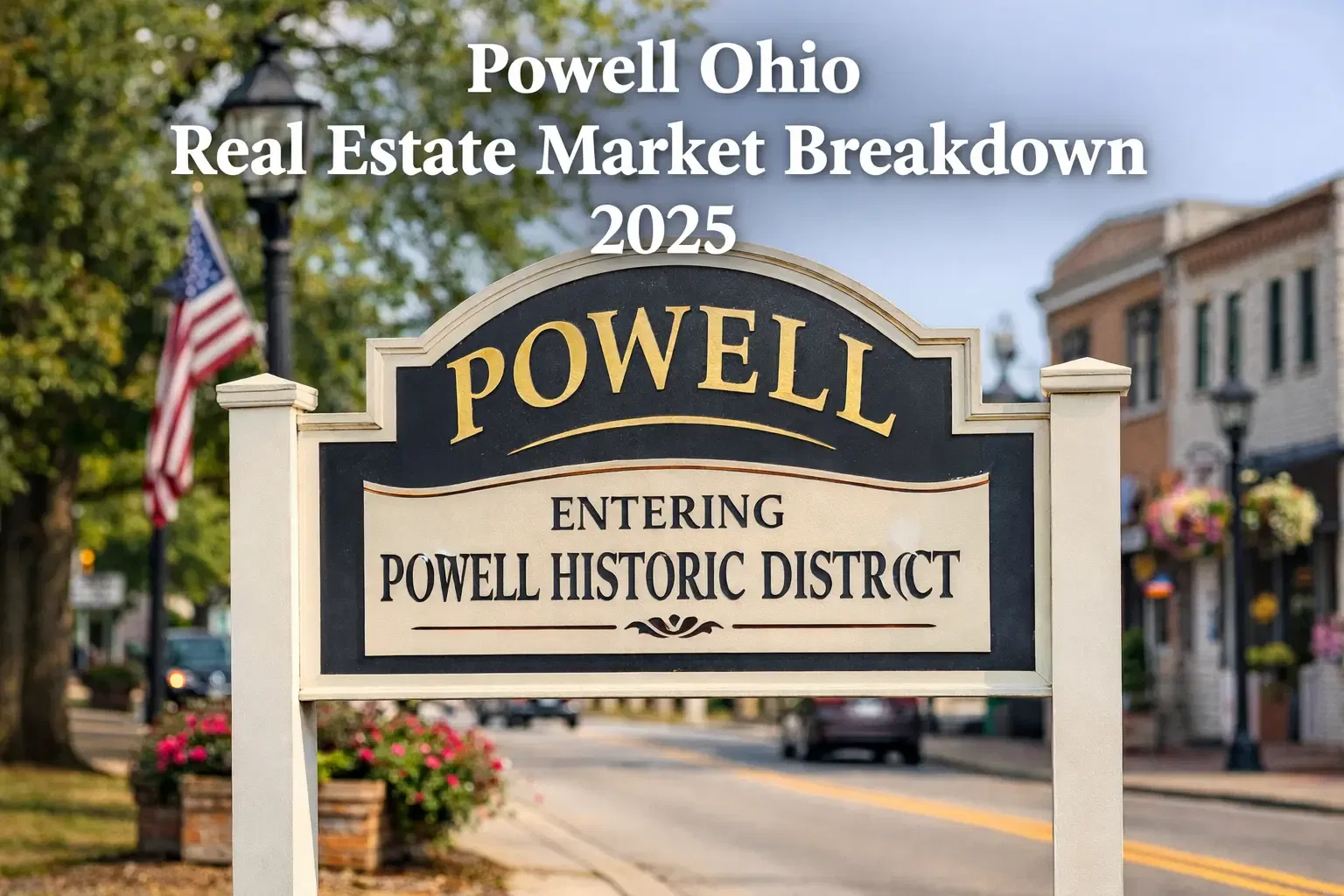 Powell Ohio sign showing the real estate market breakdown in 2025